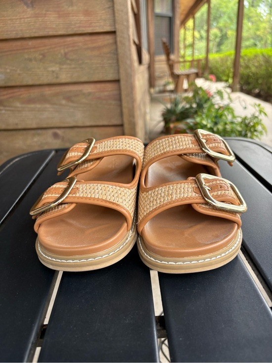Universal Thread Shoes - Universal Thread Tan Woven Double-Buckle Slide Sandals